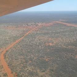 The road into town and the strip