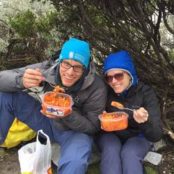 Pasta for Lunch! It was raining and FREEZING cold. I ended up catching a cold after this hike :/