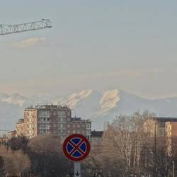 Snowy mountains surrounding the city.