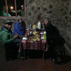 Dinner the first night. Simone was too sick to eat... notice Peruvian lantern :)
