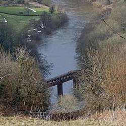 Looking down on Redbrook old Railway Bridge used to walked across The Bridge Inn