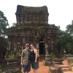 Sharon and Arie in front of main temple in My Son