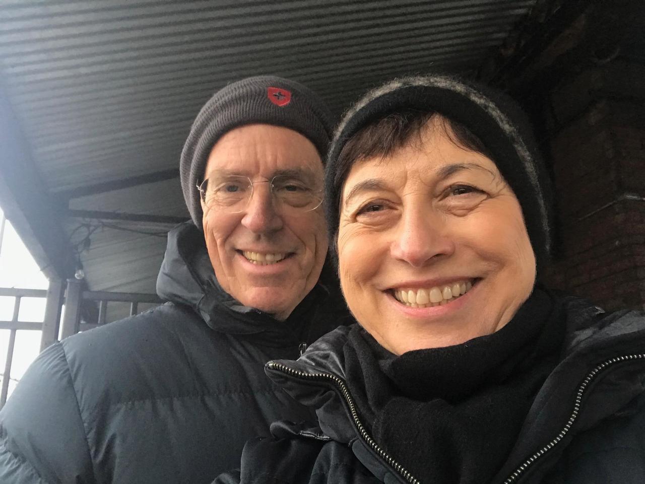 waiting for the train in the very cold!