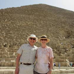 At the Great Pyramid of the Giza Plateau - entrance at middle on the right