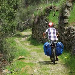 On the path and biking by the old Xisto walls.