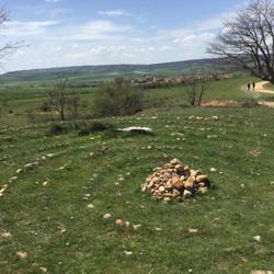 Some bored or creative pilgrims at some point along the way