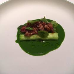 Squid, leek, asparagus