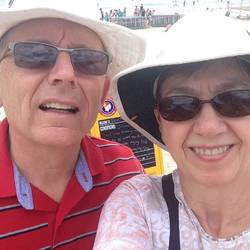 Noosa selfie - Doug is still working on his smiling technique.....