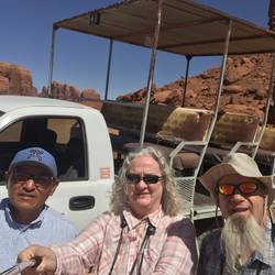 Tour 'bus' and Larry our guide