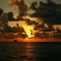 Sonnenaufgang! ..mit Shark Island (Tauchspot) im Hintergrund.