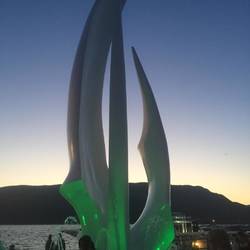 Stunning sculpture in Kelowna at dusk