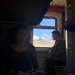 Life in the train - reading and looking at the landscape