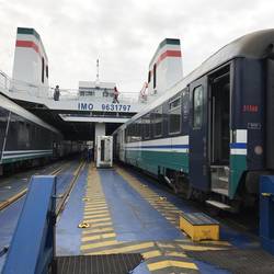 Our train is split in two to fit on the ferry