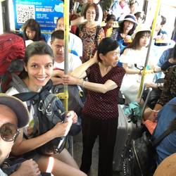 The bus was crammed but fortunately they seem to be afraid to get too close to us so we have space!!