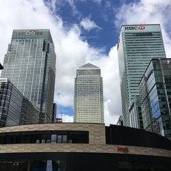 Blick auf One Canada Square, HSBC und CITI