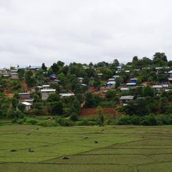 Petit village en bordure des rizières.