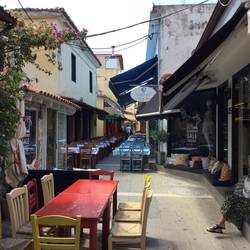 Street of cafes and tavernas in Preveza