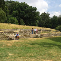 Walls of houses along the side of the villa