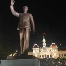 Ho Chi Minh in front of the Town Hall