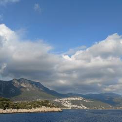 Rare to see in summer - clouds over the mountains of Kaş!
