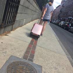 Walking brick line... follow the red brick road.