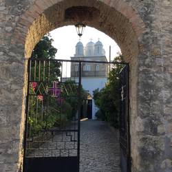 Monastery inside walls of fort at Koroni
