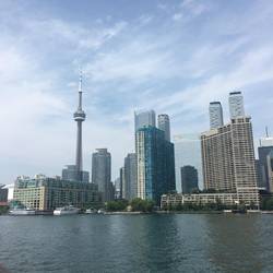 Ausblick vom Hanlan Point auf die Skyline Torontos