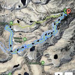 Blauer Punkt = trail camp