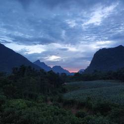 Beautiful sunset in the Laotian mountains