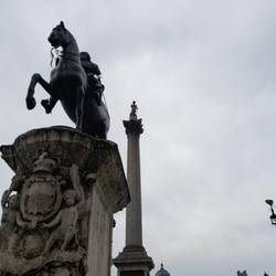 Trafalgar Square: Charles I on horseback, Lord Nelson on the pillar