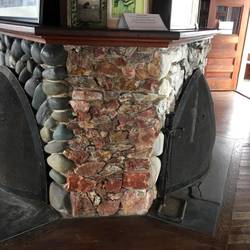 Fireplace in Peary house: each side used different stone from the island
