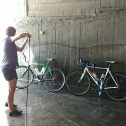 cleaning bikes after this adventure