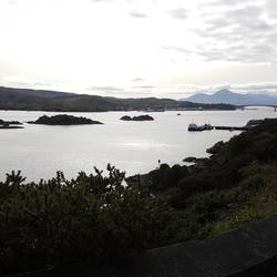 Approaching the bridge leading to Skye. It was really bright so this looks quite dark.