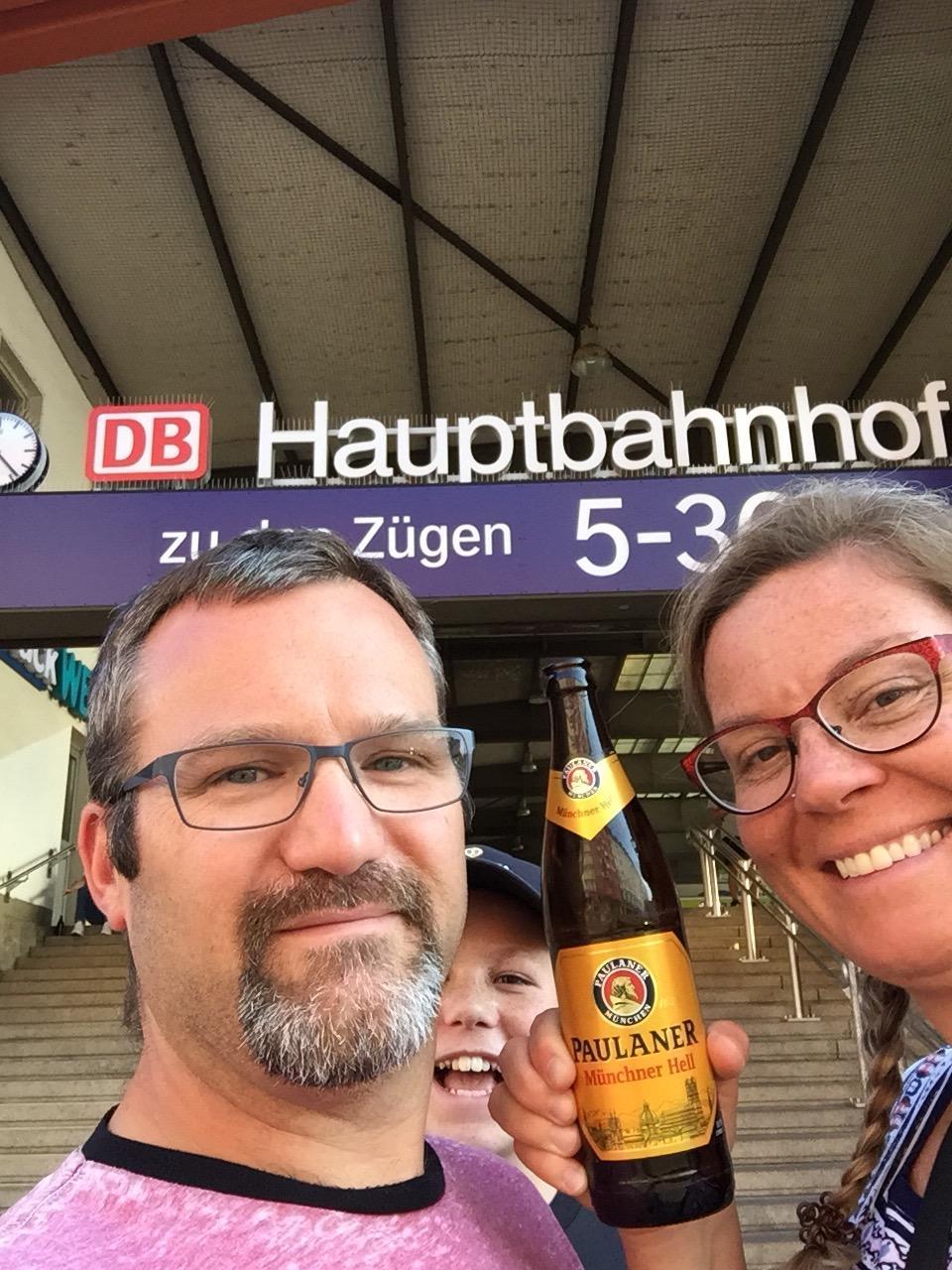 at the train station