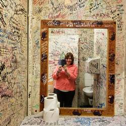 The Ladies Loo in the Elephant House, covered with messages to Jo Rowling.