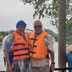 Ready for our sampan trip.