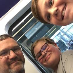 on the airport shuttle
