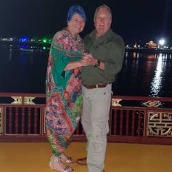 Dancing on the upper deck after the meal.