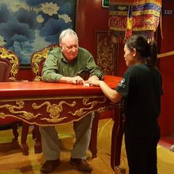 Settling the bill. "What do you mean you do not take credit card, I have no cash".