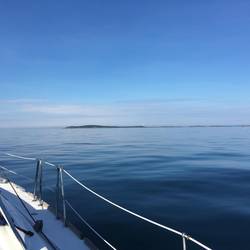 Burnt Island; behind it is Allen Island, where we stayed on our way up the coast.
