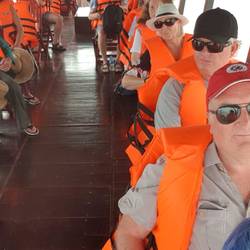 On the tender boat off to our next stop.