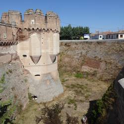 The massive moat is also brick lined