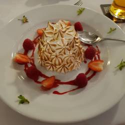Baked Alaska in nearby Minffordd Hotel - how long since we were offered this as desert!