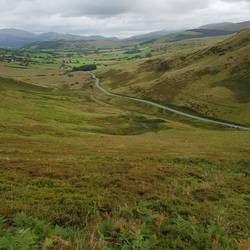 Looking north along A487 towards Snowdonia
