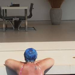 In the pool looking into our lounge room.