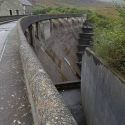 Maentwrog dam on Trawsfynydd reservoir