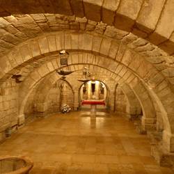 Palencia cathedral crypt with visigoth colums at the end