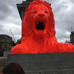 Fluoro lion poet at Tragalfar Square
