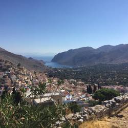View from top of hill of Pethi bay anchorage