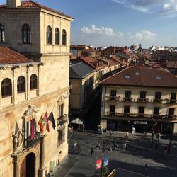 View of León from tower in Gaudi building Casa de Botines